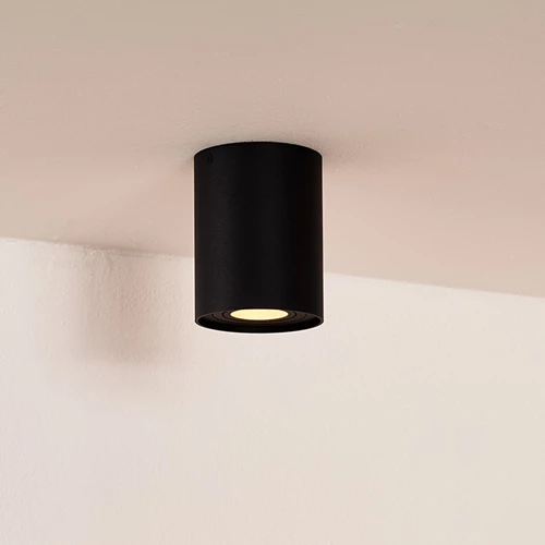 Lucide TUBE - Foco de techo - Ø 9,6 cm - 1xGU10 - Negro - ambiente 1